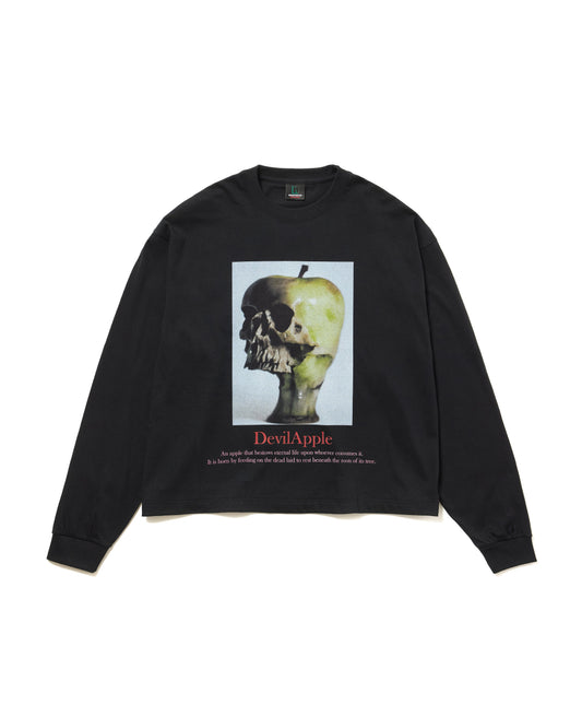 PRINT L/S SHORT T-SHIRT / DEVIL APPLE (BLACK)