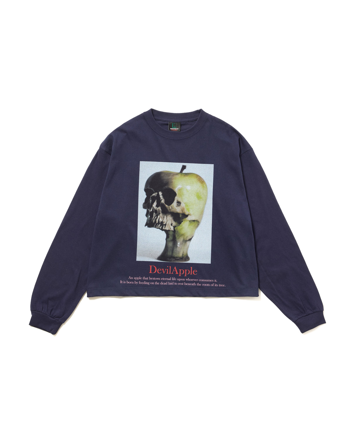 PRINT L/S SHORT T-SHIRT / DEVIL APPLE (NAVY)