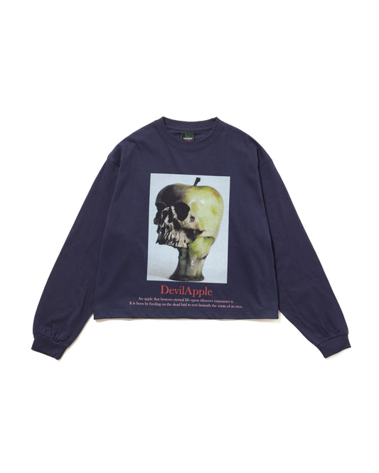 PRINT L/S SHORT T-SHIRT / DEVIL APPLE (NAVY)