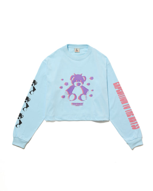 PRINT L/S SHORT T-SHIRT / BEAR (L.BLUE)