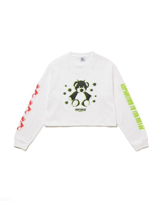 PRINT L/S SHORT T-SHIRT / BEAR (WHITE)