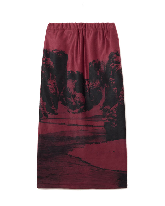 PRINT FLEECE SKIRT (WINE)