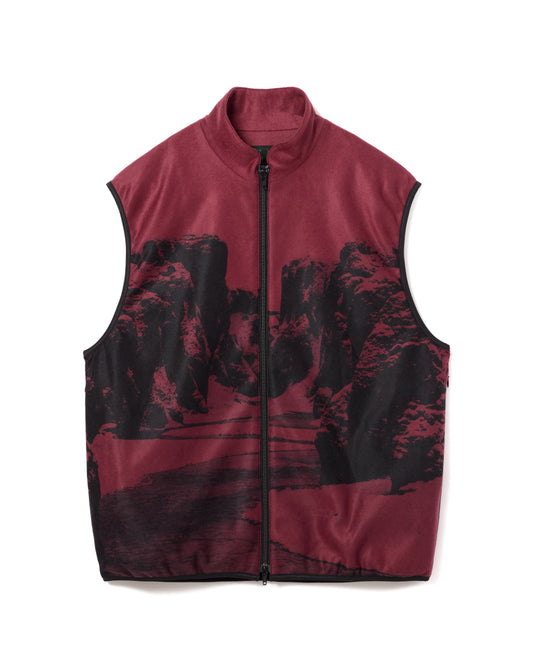 PRINT FLEECE VEST (WINE)