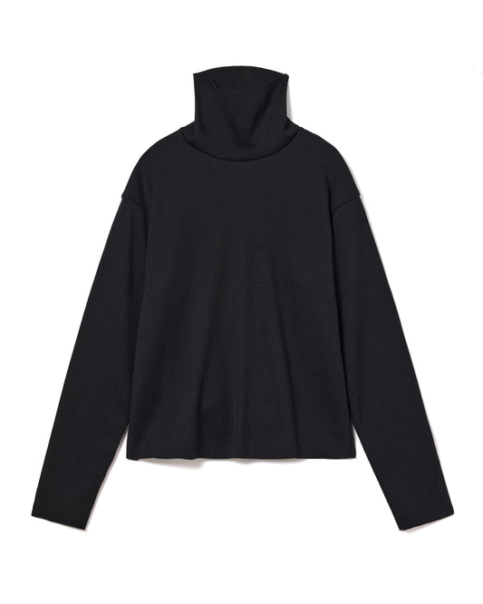 RIB HI-NECK TOP (BLACK)