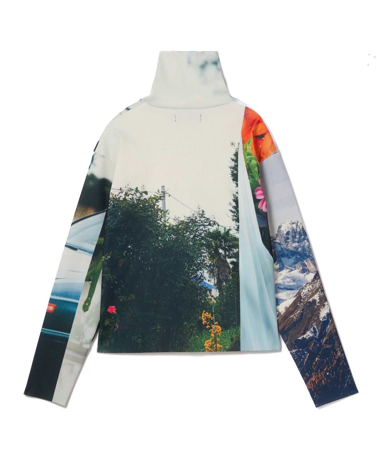 PRINT RIB HI-NECK TOP (COLLAGE)