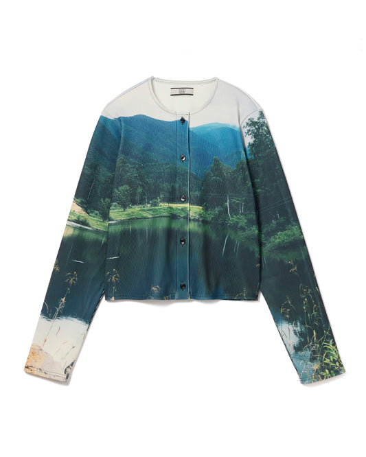 RIB COMPACT CARDIGAN (LAKE)