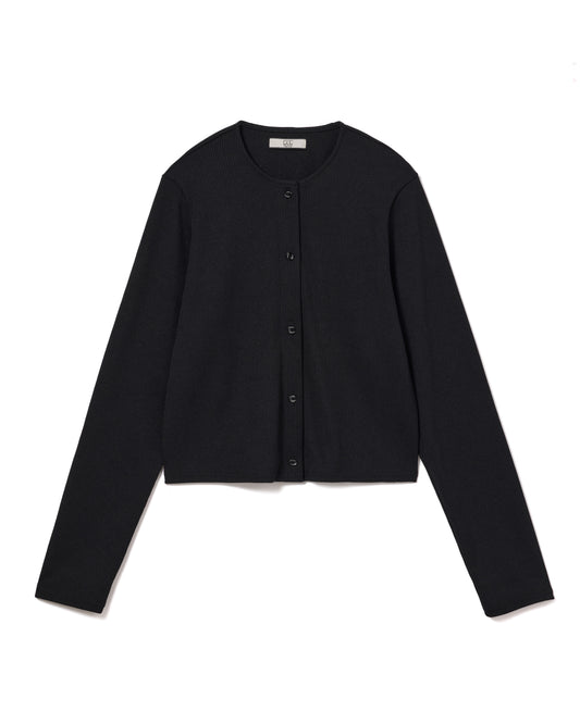RIB COMPACT CARDIGAN (BLACK)