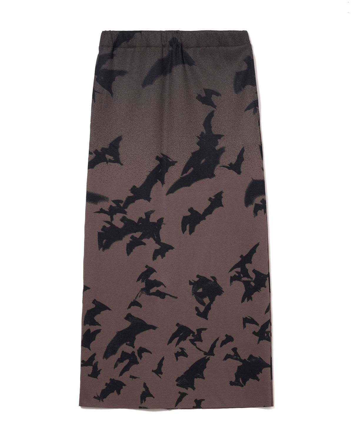 PRINT RIB SKIRT (CHARCOAL)