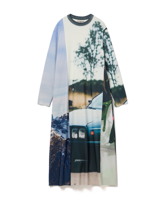 PRINT RIB L/S ONE-PIECE (COLLAGE)