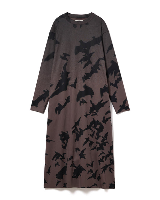 PRINT RIB L/S ONE-PIECE (CHACOAL)