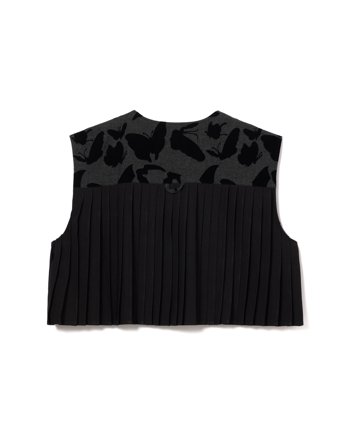BACK PLEATS FLOCKY VEST (GRAY x BLACK)