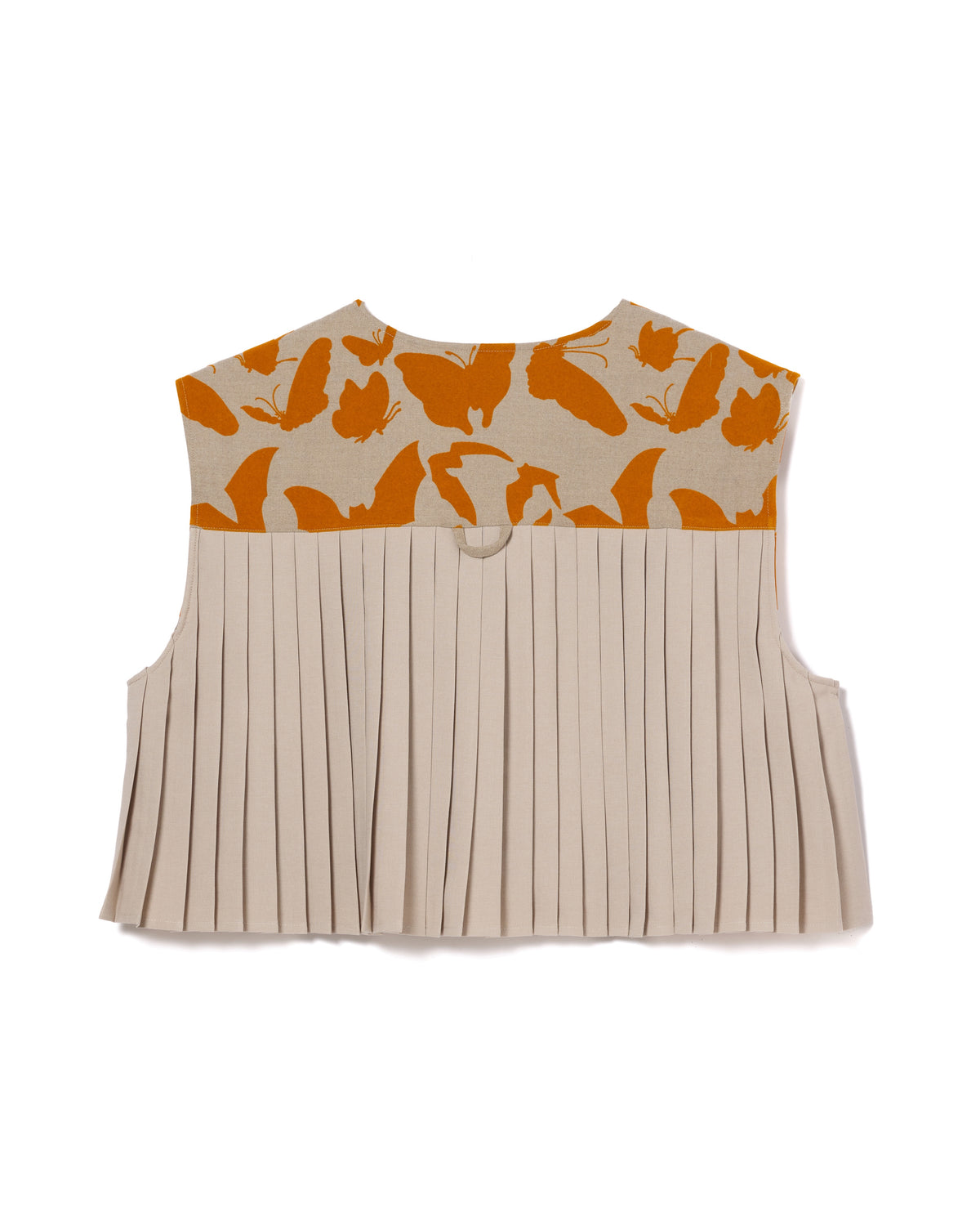 BACK PLEATS FLOCKY VEST (BEIGE x ORANGE)