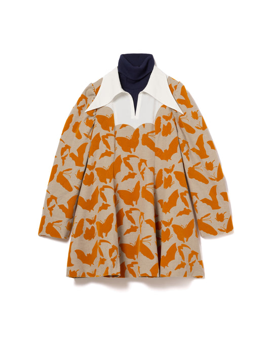 FAKE LAYERED FLOCKY O/P (BEIGE x ORANGE)