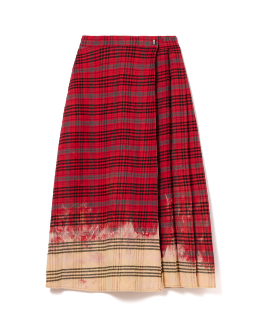 CHECK BLEACH SKIRT (RED)