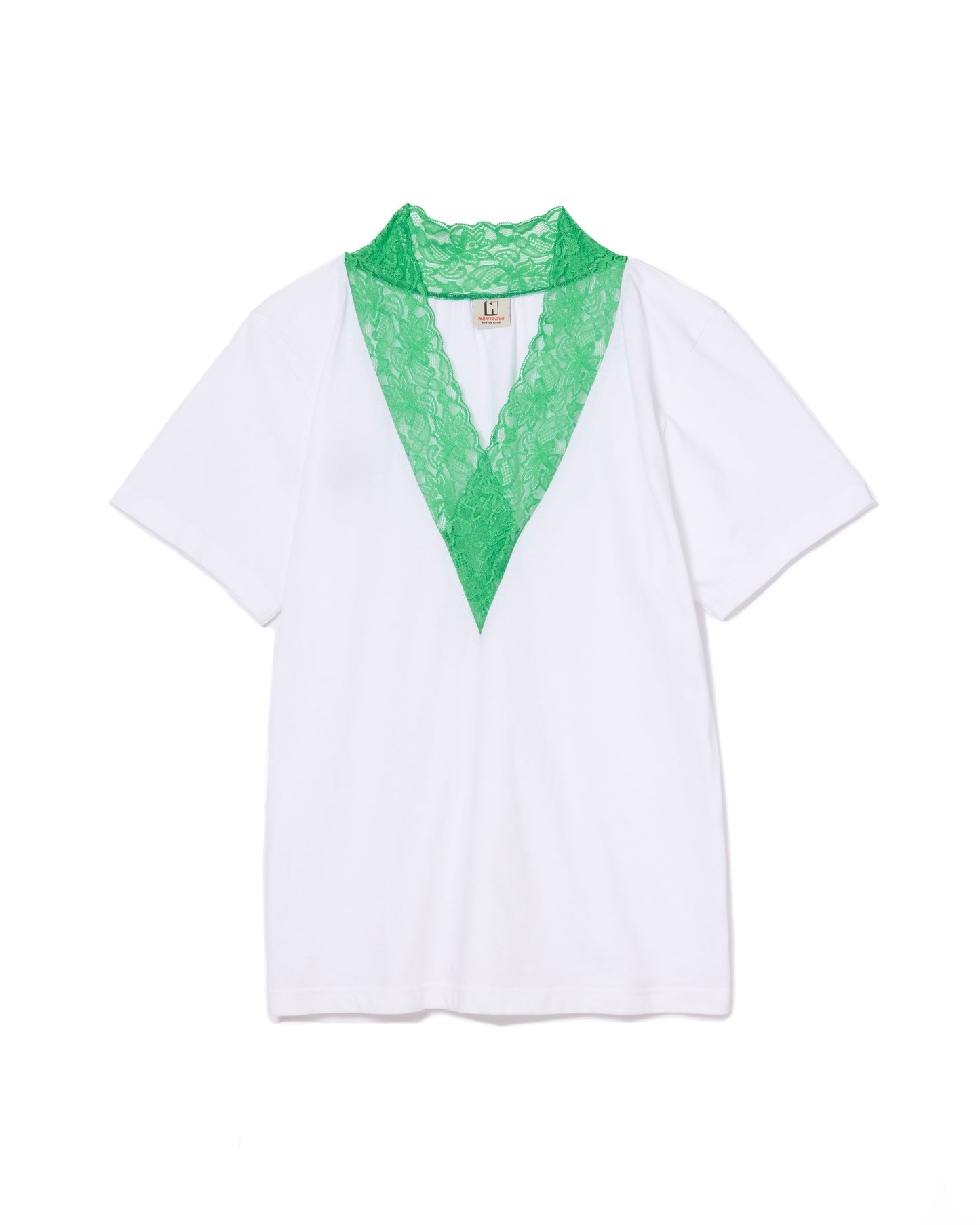 LACE V-NECK T-SHIRT (WHITE)