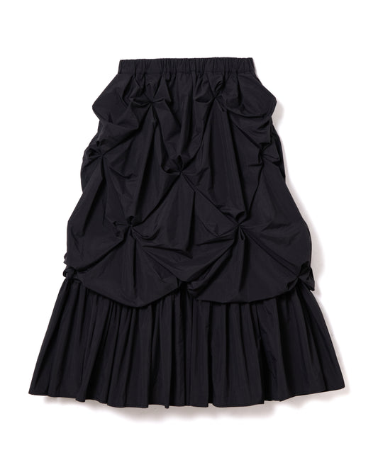 FLOWER SMOCKING SKIRT (BLACK)
