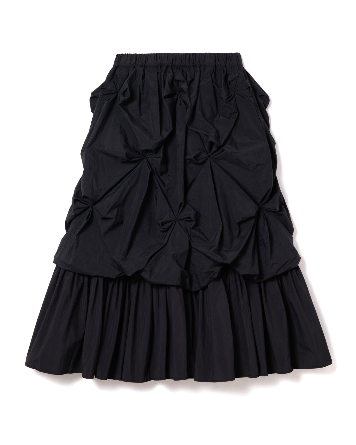 FLOWER SMOCKING SKIRT (BLACK)