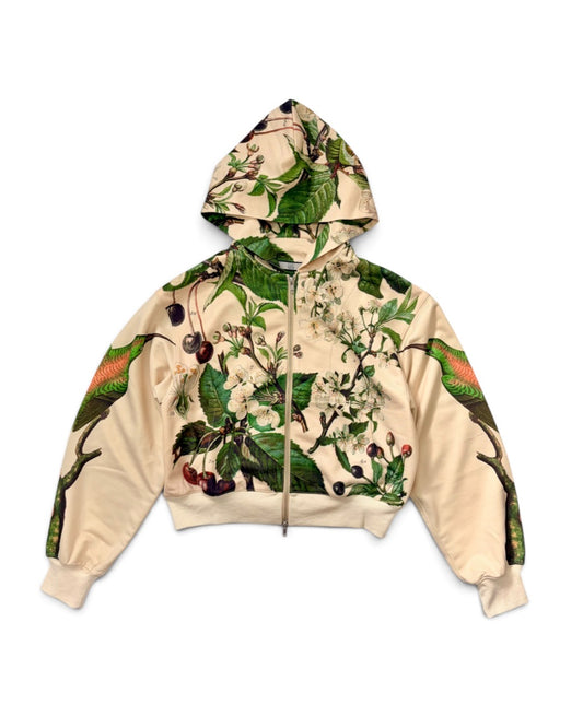 PRINT SWEAT ZIP-UP HOODIE (PLANTS)