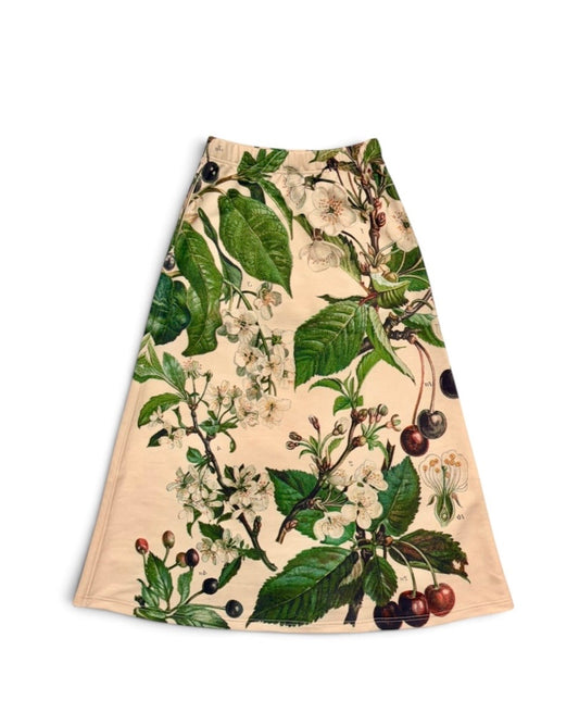 PRINT SWEAT LONG SKIRT (PLANTS)