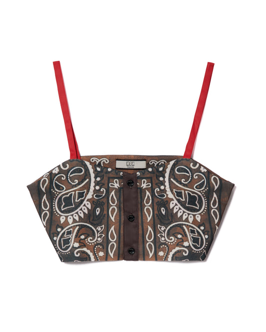 PRINT RIB BUSTIER (BANDANNA BROWN)