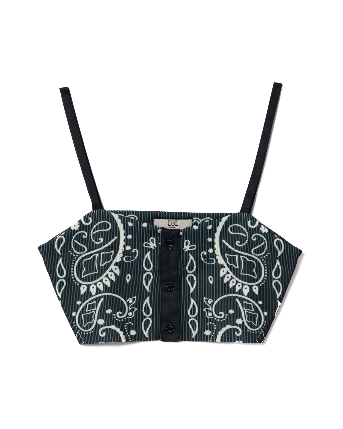 PRINT RIB BUSTIER (BANDANNA BLACK)