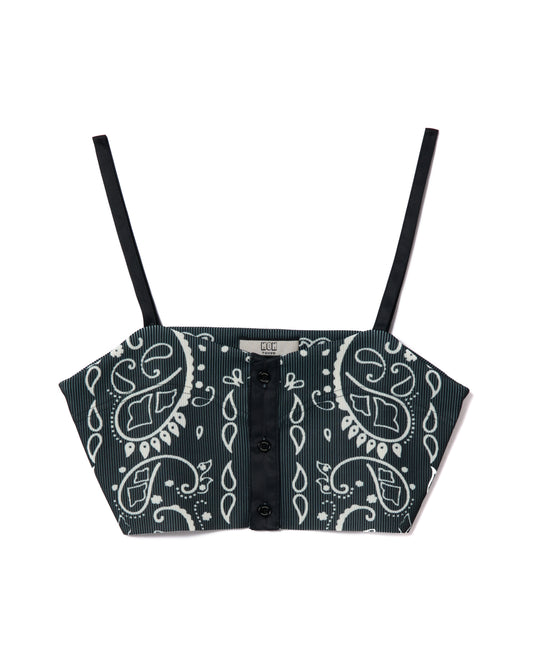 PRINT RIB BUSTIER (BANDANNA BLACK)