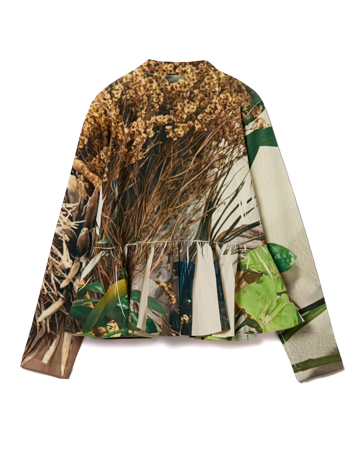 DIRECT PRINT RIB GATHER CARDIGAN (PLANTS)