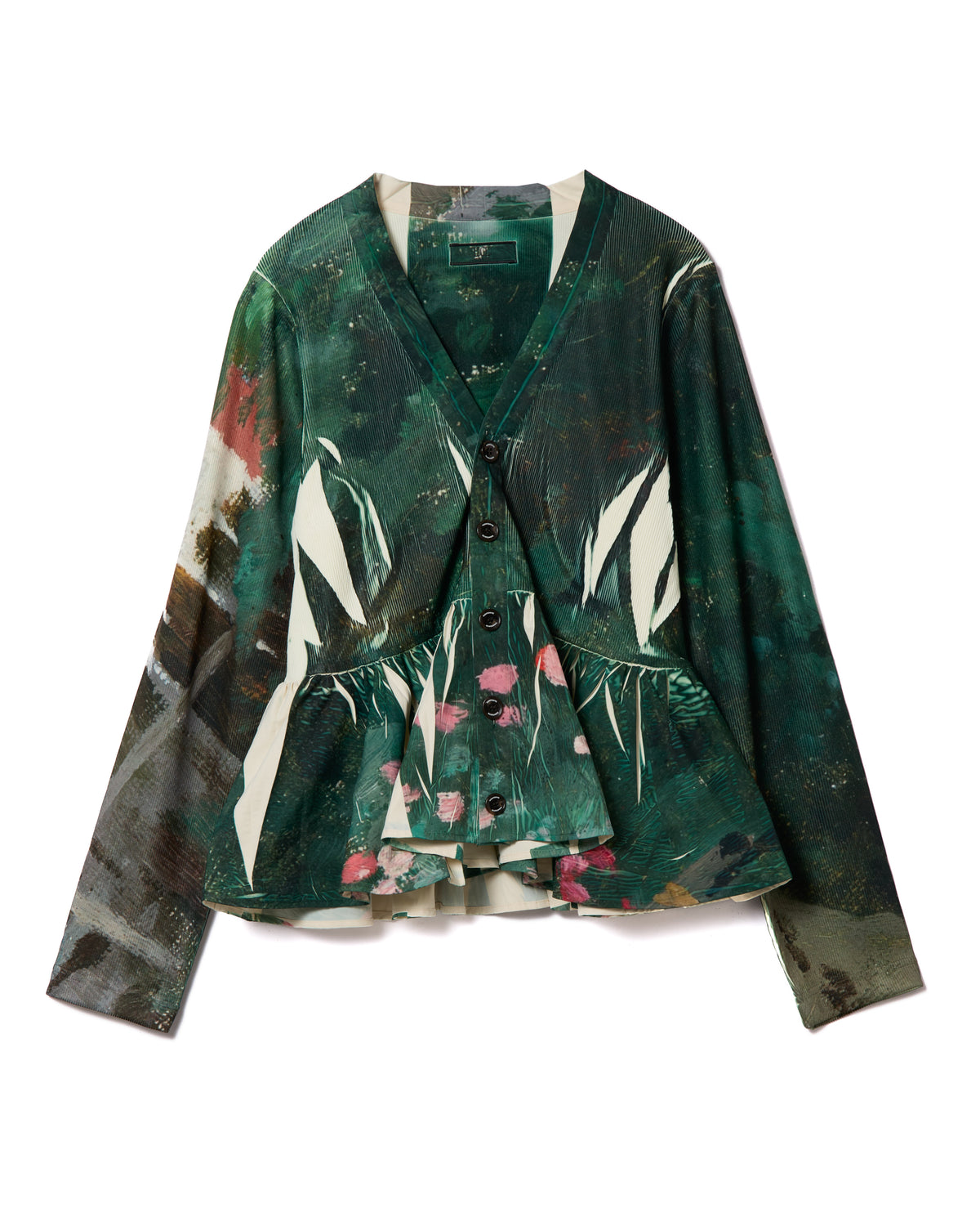 DIRECT PRINT RIB GATHER CARDIGAN (ART)