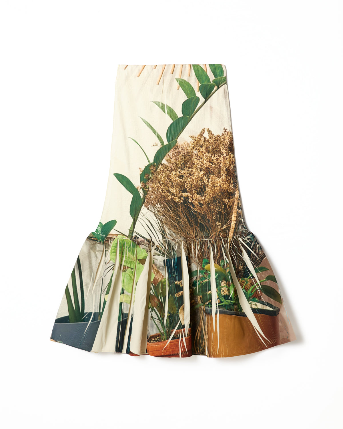 DIRECT PRINT RIB GATHER SKIRT (PLANTS)
