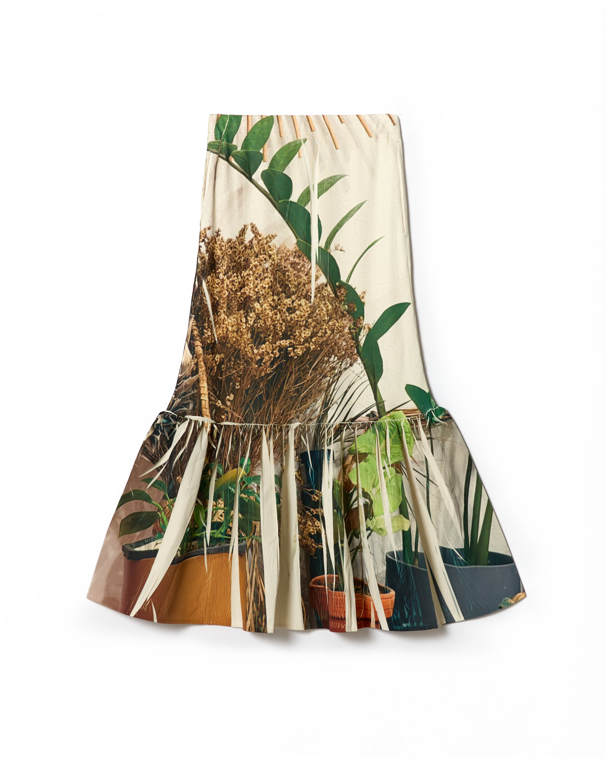 DIRECT PRINT RIB GATHER SKIRT (PLANTS)