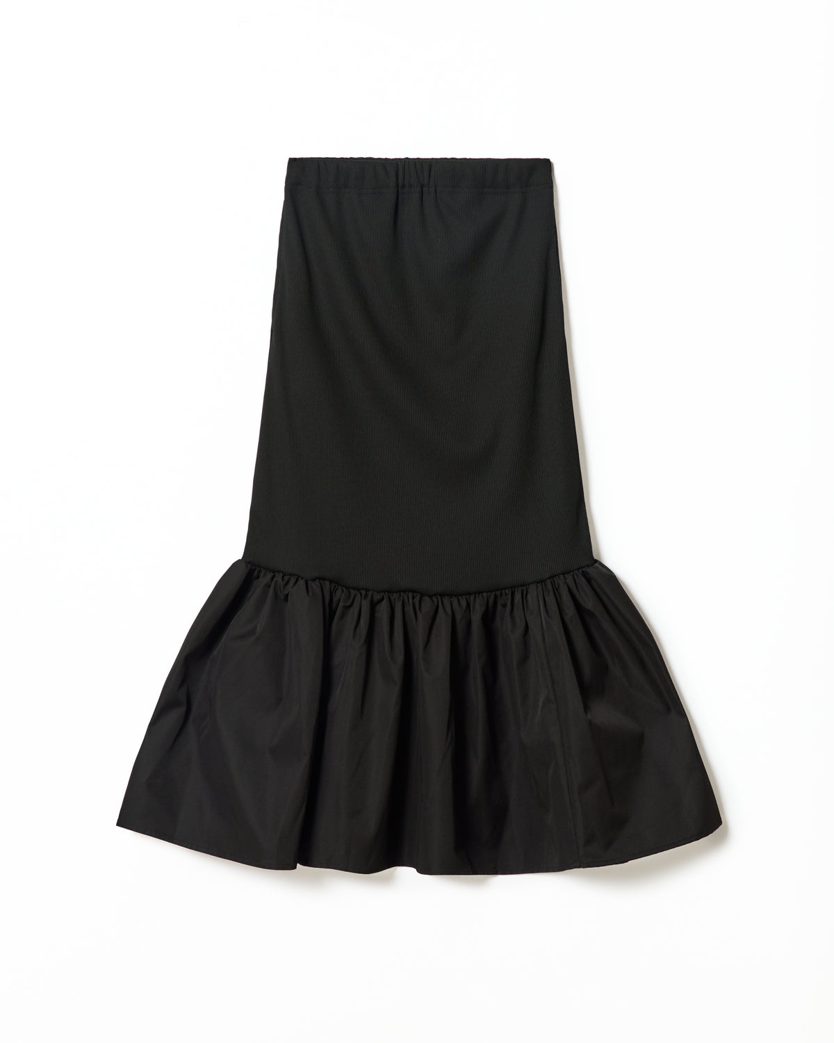 DIRECT PRINT RIB GATHER SKIRT (BLACK)