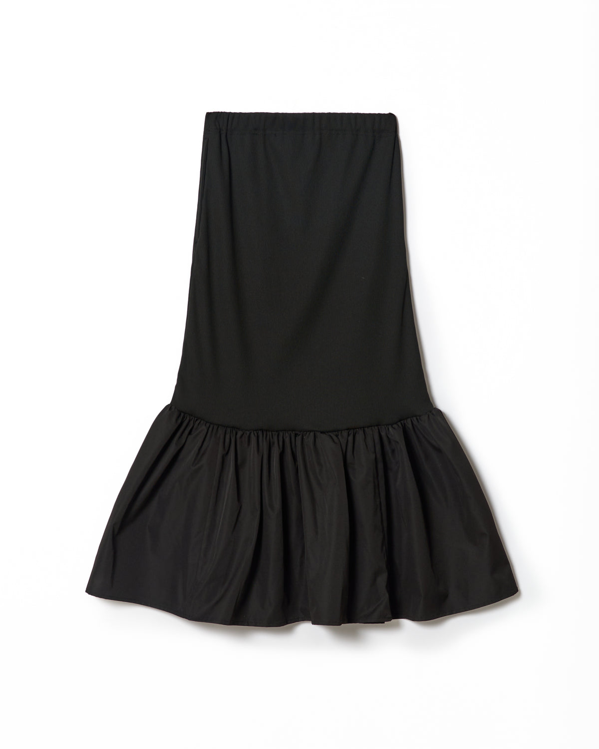 DIRECT PRINT RIB GATHER SKIRT (BLACK)