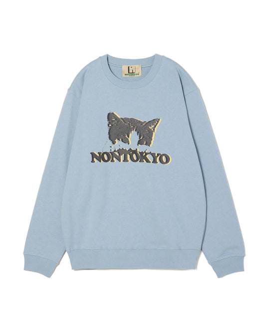 CAT PRINT PULLOVER SWEAT (BLUE)