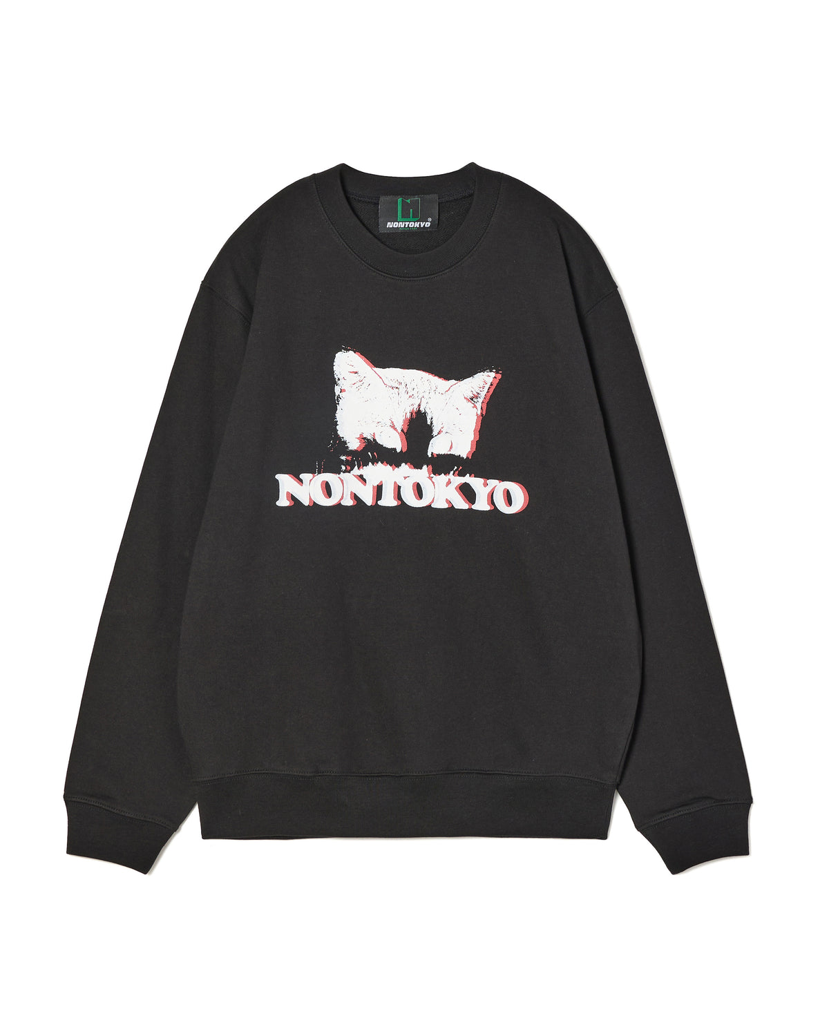 CAT PRINT PULLOVER SWEAT (BLACK)