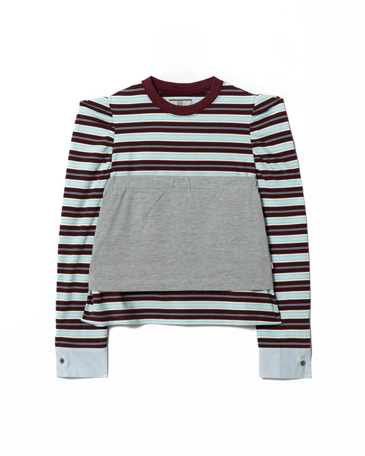 3WAY BORDER L/S TOP (BLUE x GRAY)