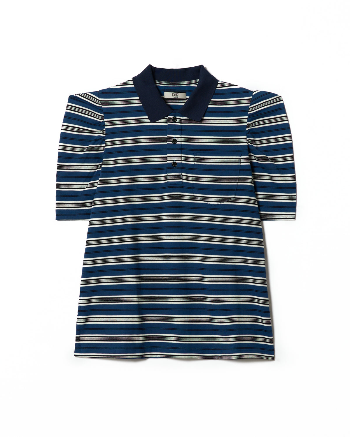 3WAY BORDER POLO SHIRT (NAVY x BROWN)