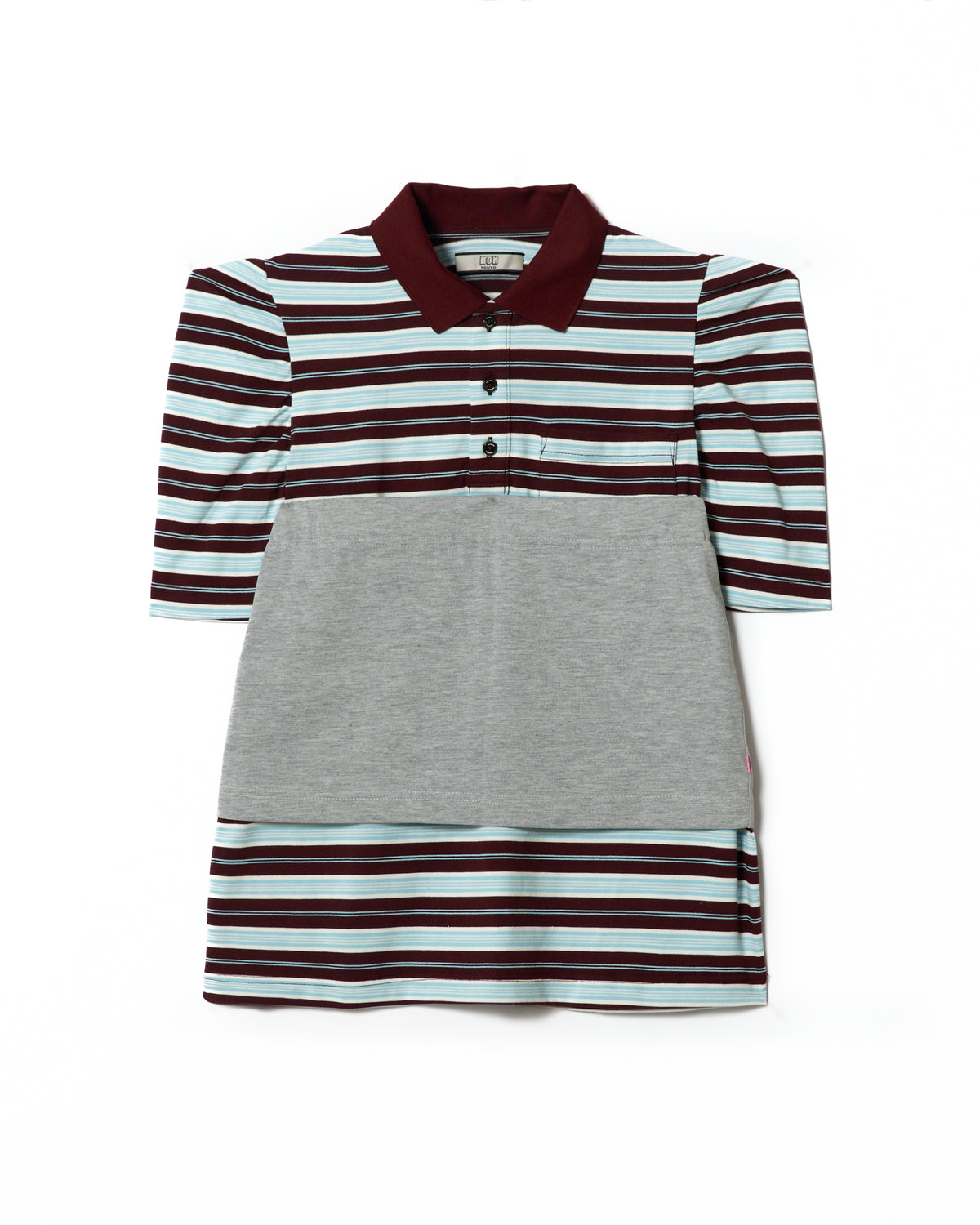3WAY BORDER POLO SHIRT (BLUE x GRAY)