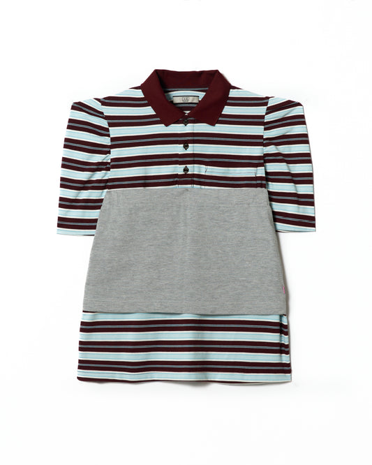 3WAY BORDER POLO SHIRT (BLUE x GRAY)