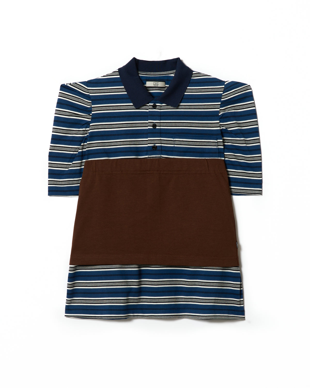 3WAY BORDER POLO SHIRT (NAVY x BROWN)