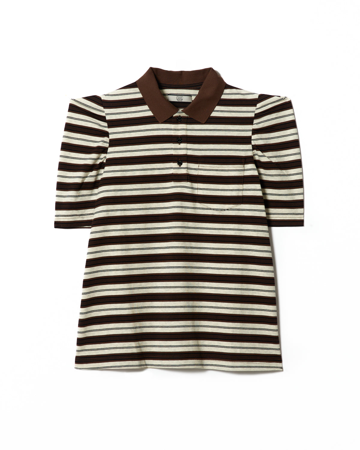 3WAY BORDER POLO SHIRT (BROWN x GREEN)
