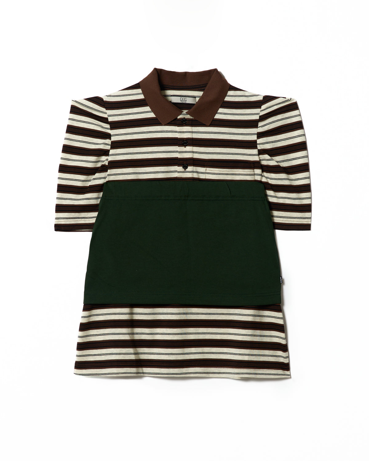 3WAY BORDER POLO SHIRT (BROWN x GREEN)