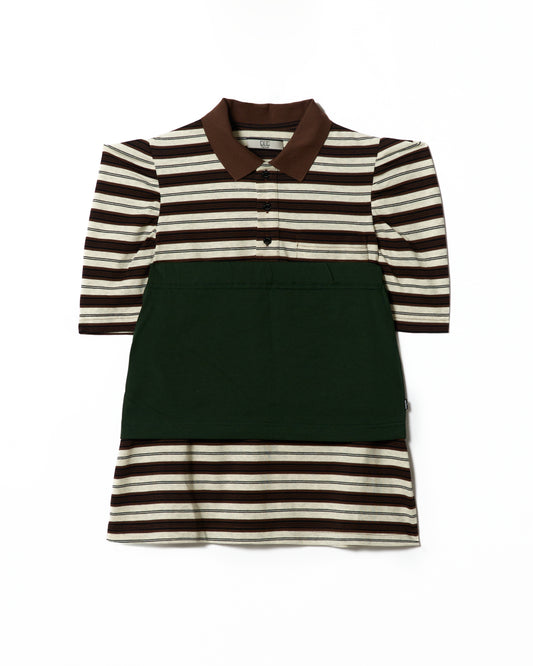 3WAY BORDER POLO SHIRT (BROWN x GREEN)