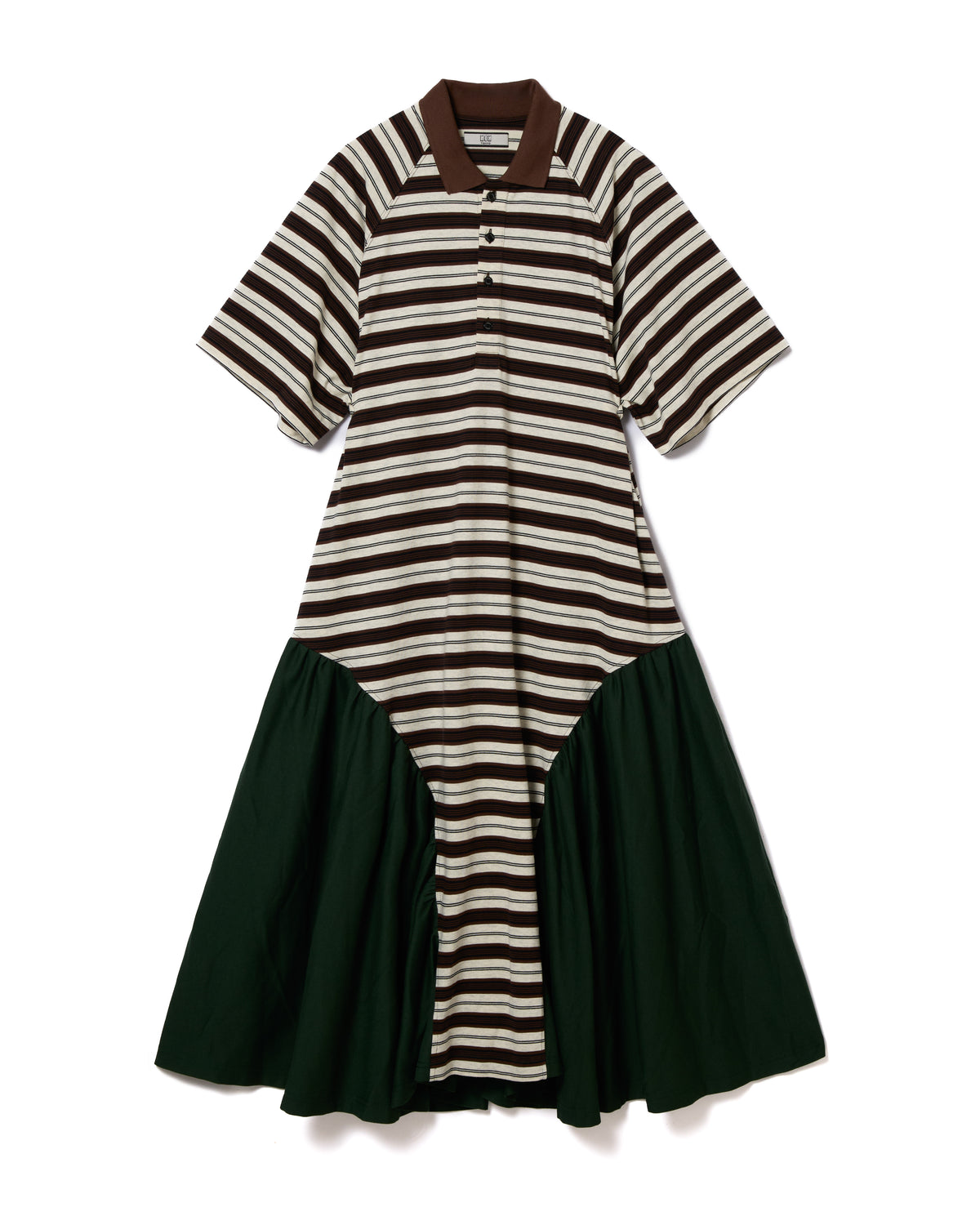 BORDER POLO ONE-PIECE (BROWN x GREEN)