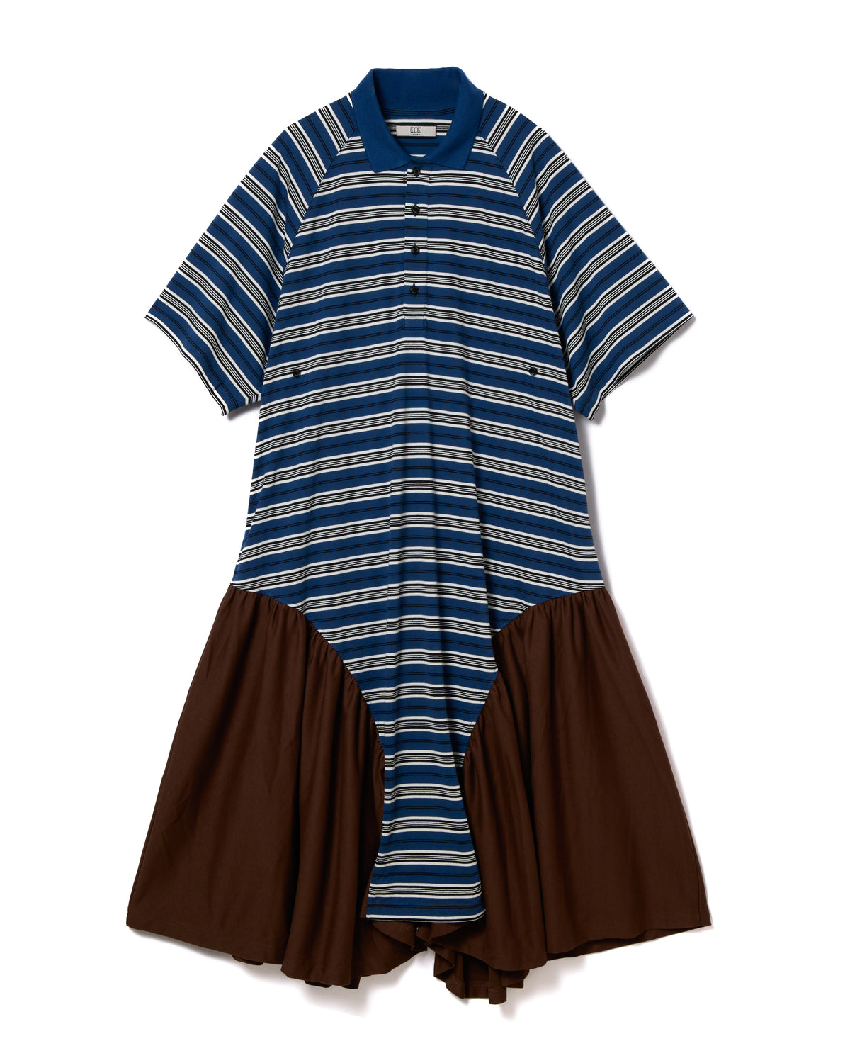 BORDER POLO ONE-PIECE (NAVY x BROWN)