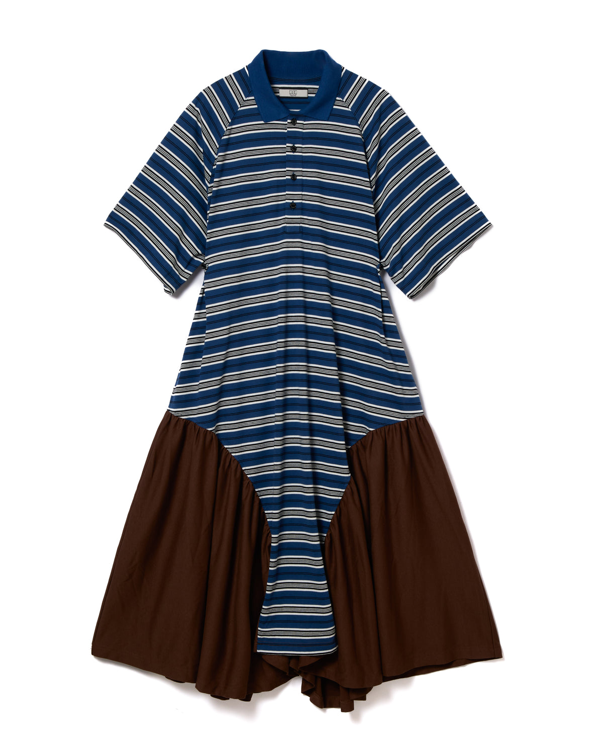 BORDER POLO ONE-PIECE (NAVY x BROWN)