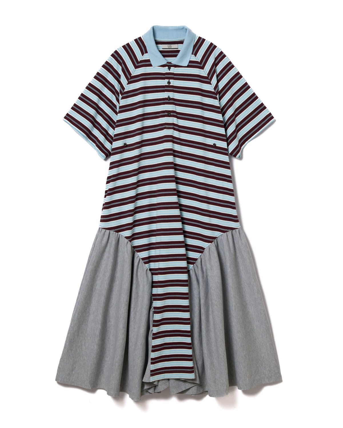 BORDER POLO ONE-PIECE (BLUE x GRAY)