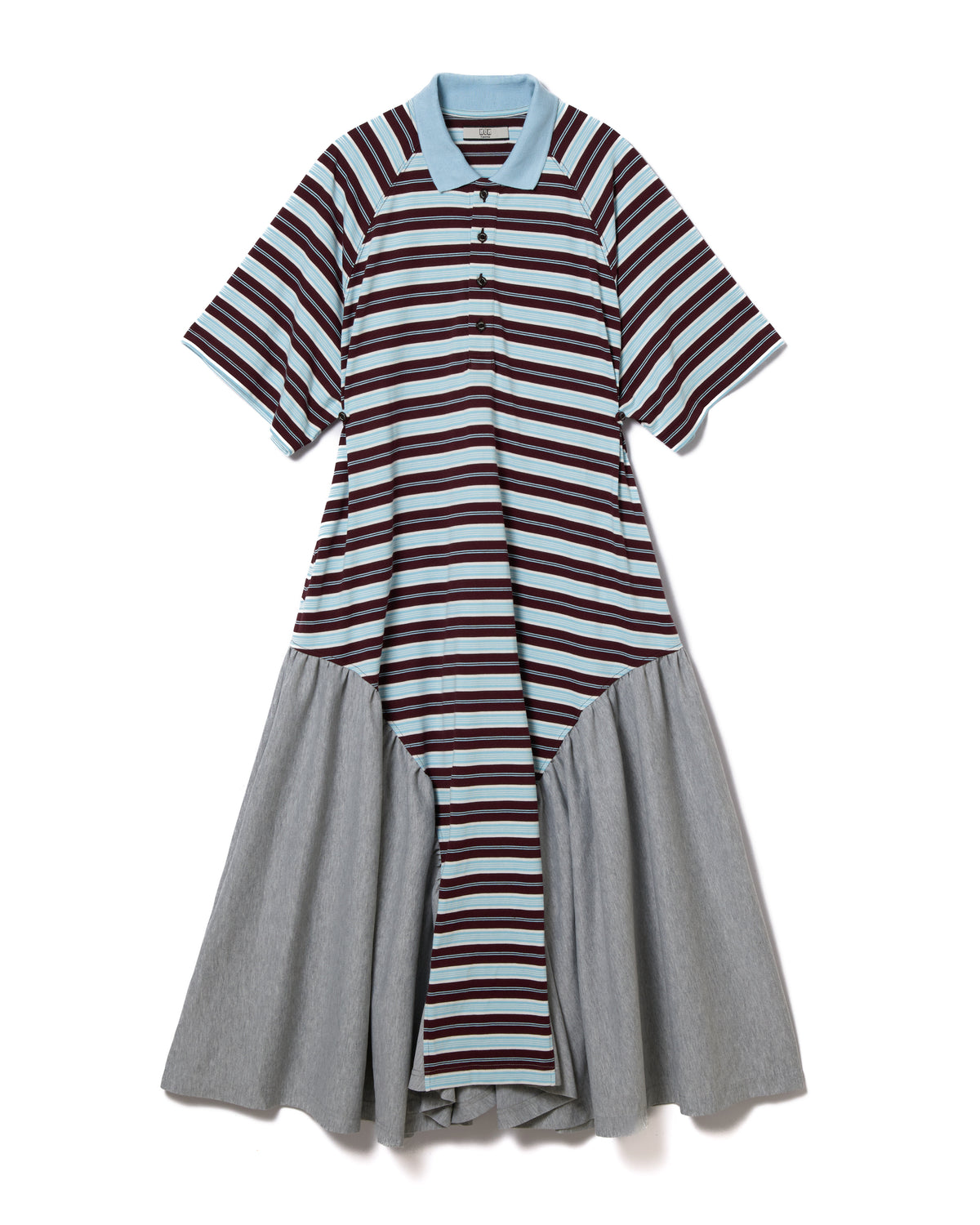 BORDER POLO ONE-PIECE (BLUE x GRAY)