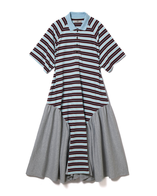 BORDER POLO ONE-PIECE (BLUE x GRAY)