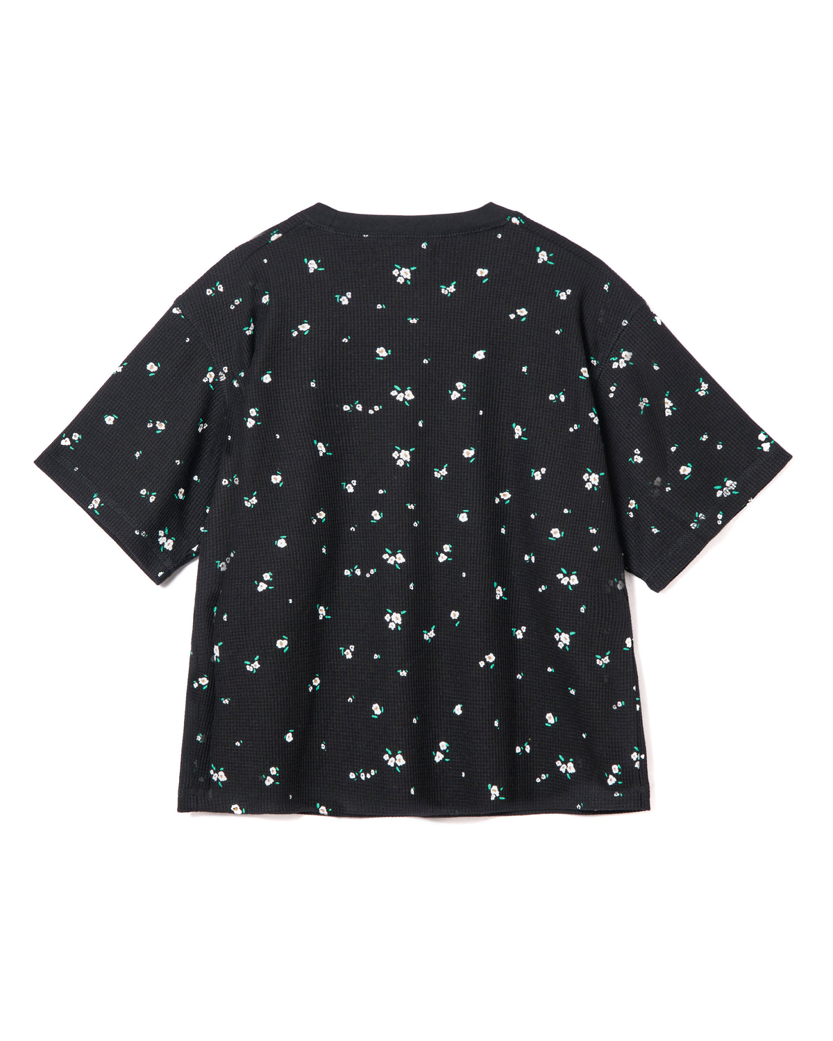 THERMAL FLOWER HENRY NECK T-SHIRT (BLACK)