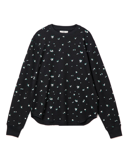 THERMAL FLOWER L/S T-SHIRT (BLACK)